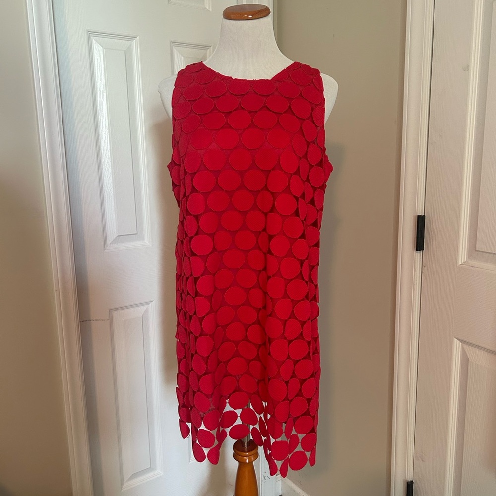 Umgee Red Sheath Mini Dress Crew Neck Sleeveless